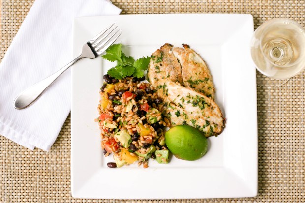 honey tilapia fish and farro salad
