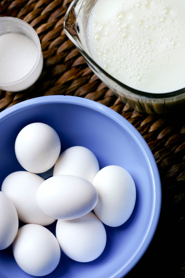 eggs, sugar and milk