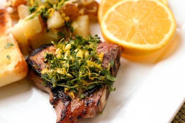 citrus grilled lamb chops with orange thyme gremolata