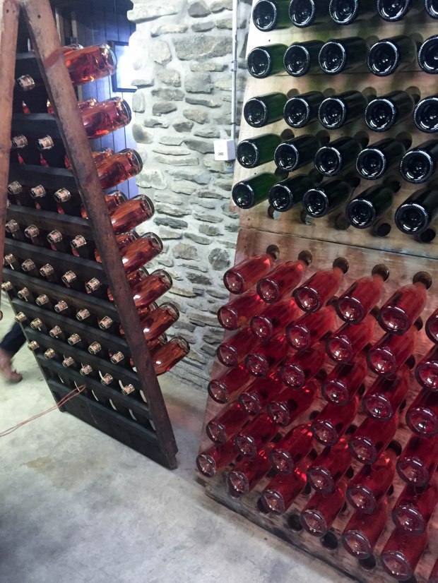 Sparkling wine riddling at Chateau Frank