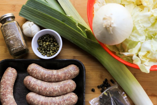 sausage and leeks
